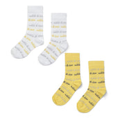 Mitch & Son Boys Lemon and White 2pk Socks